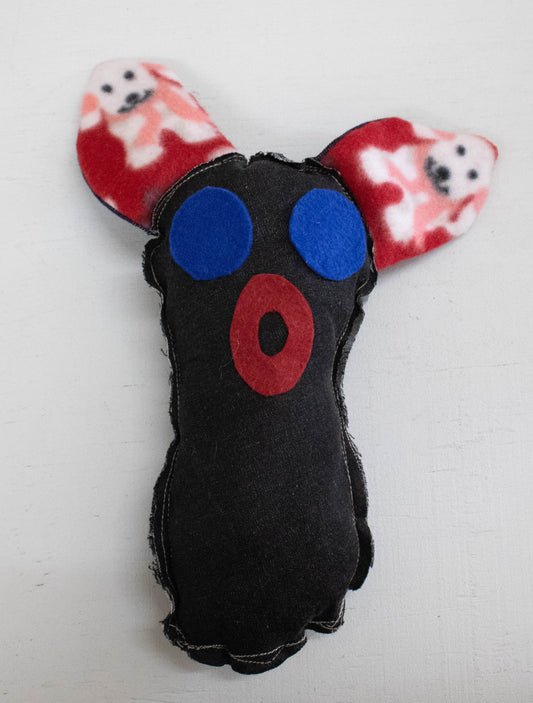 Calming Plush Character black & patterned red