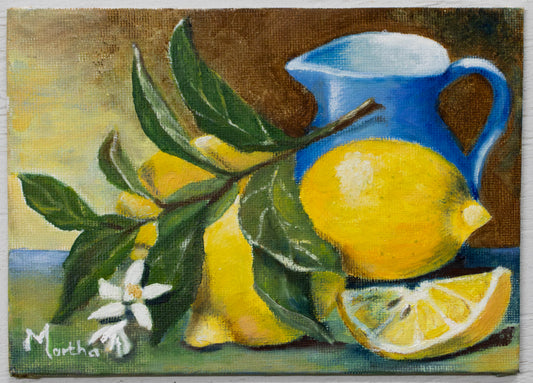 Blue Pitcher and Citrus